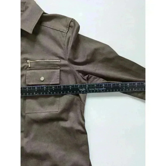 Etcetera Size 4 Bonvoyage Military Style Olive Green Snap Front Dress - Picture 8 of 11